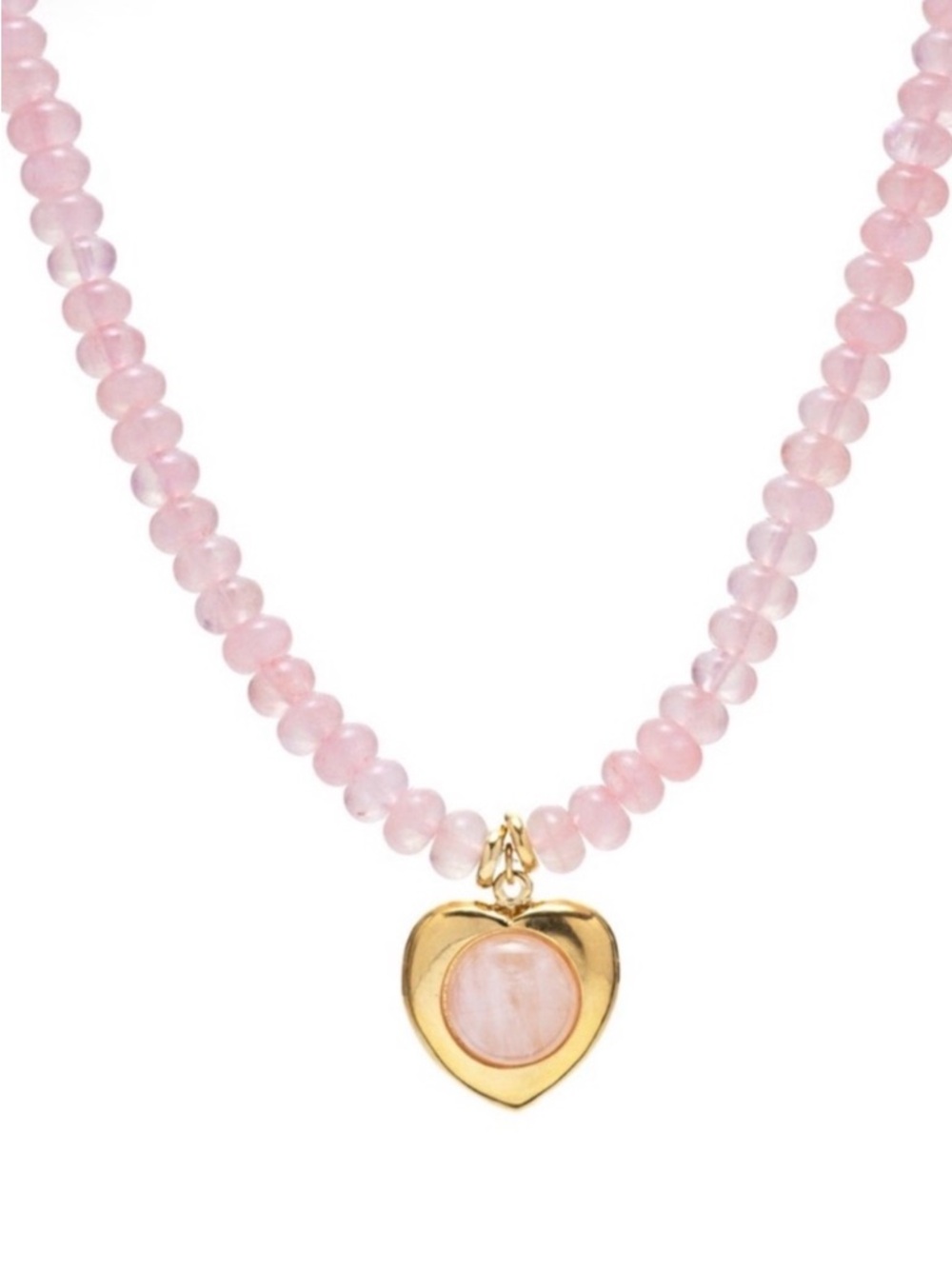 New MAYAMAR pink quartz Gold Heart Pendant necklace